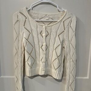 Cream cable knit Aeropostale cropped cardigan